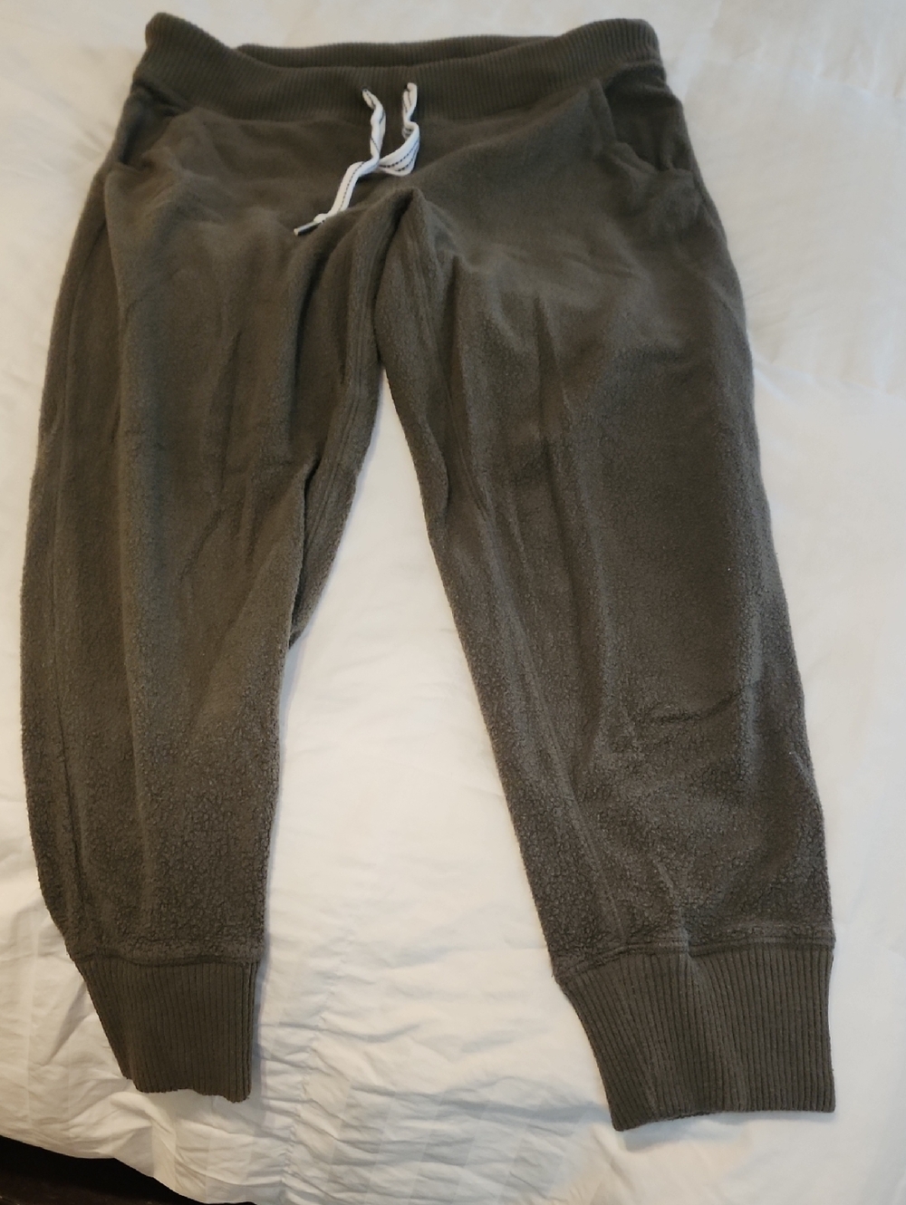 aerie Olive Green Fleece Joggers with Drawstring